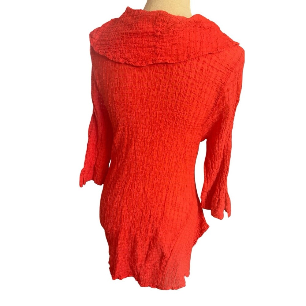 Soft Surroundings Red Crinkle Gauze Tunic Top Cowl Neck Soft Textured PXL USA - Picture 7 of 11